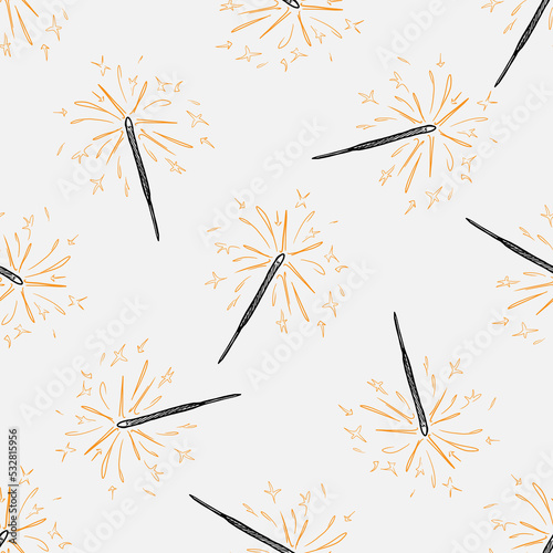 Sparkler vector seamless pattern for print or web design