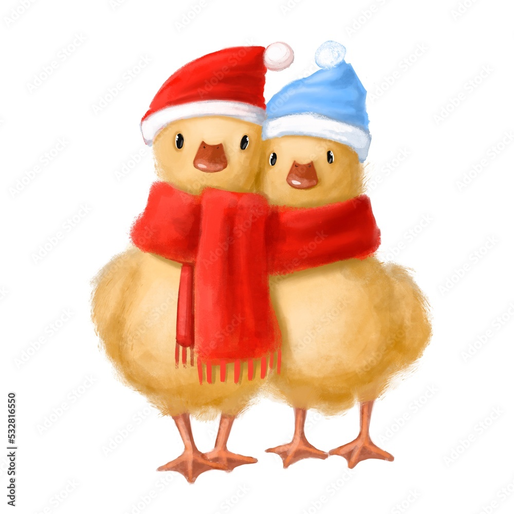 cute couple of dacklings in warm scarf autumn illustration cute couple of dacklings in warm scarf autumn illustration