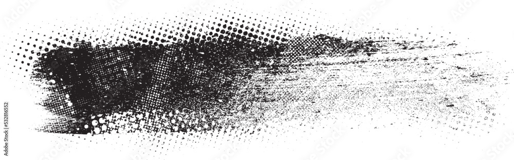 Glitch distorted brush stroke . Noise destroyed logo . Trendy defect error  shapes . Glitched frame .Grunge textured . Distressed effect .Vector shapes  with a halftone dots screen print texture. Stock Vector | Adobe Stock