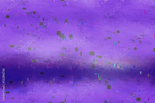 Purple blurred background with noise and glitch effect.