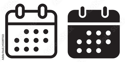 ofvs139 OutlineFilledVectorSign ofvs - calendar vector icon . isolated transparent . planning - meeting sign . month week day . black outline and filled version . AI 10 / EPS 10 . g11478