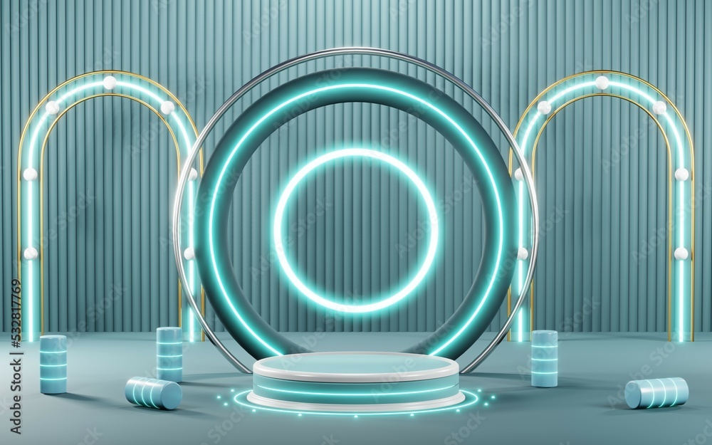 3D render of Podium background in blue tones for displaying cream products. cosmetics 3D render of Podium background in blue tones for displaying cream products. cosmetics