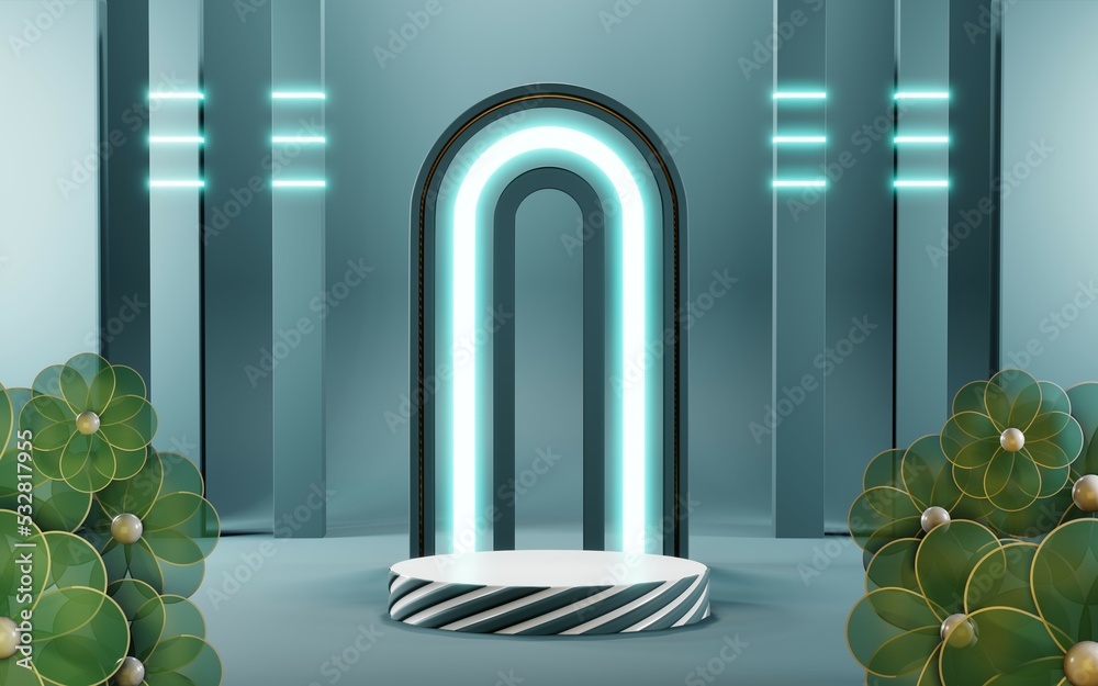 3D render of Podium background in blue tones for displaying cream products. cosmetics 3D render of Podium background in blue tones for displaying cream products. cosmetics