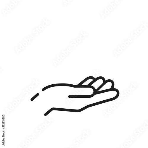 やさしく差し出された人の手のイラスト- シンプルな線アイコン

