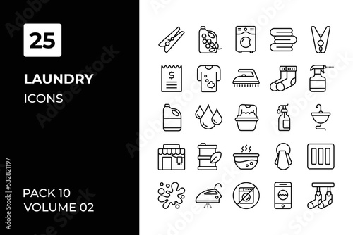 Laundry icons collection. Set vector line with elements for mobile concepts and web apps. Collection modern icons.