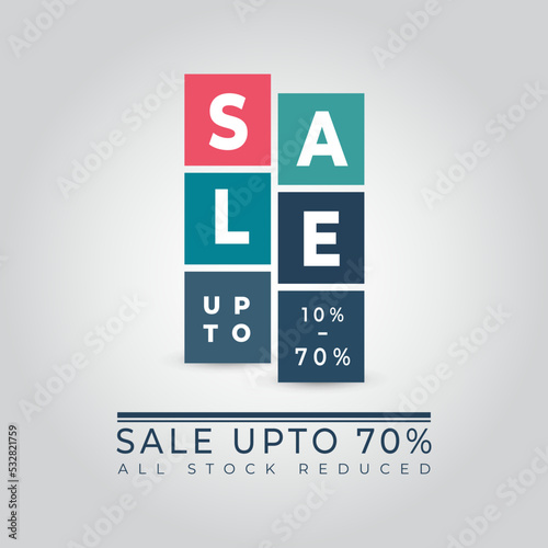 sale upto 70 percent all stock reduced Vector illustration