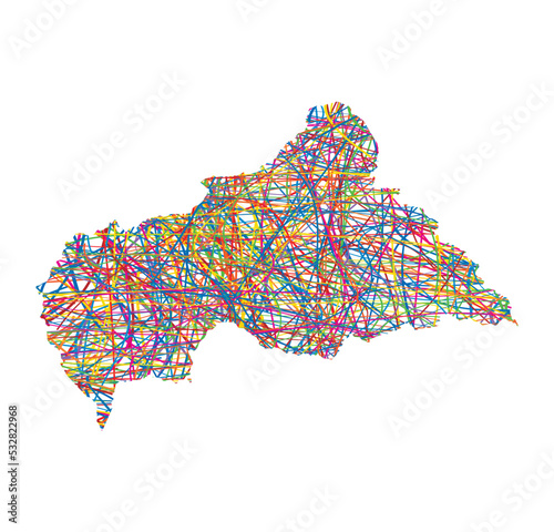 vector illustration of multicolored abstract striped map of CAR