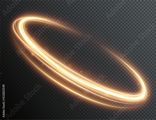 Light golden Twirl. Curve light effect of golden line. Luminous golden circle. Light gold pedistal, podium, platform, table. Vector PNG. Vector illustration 