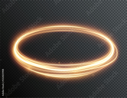 Light golden Twirl. Curve light effect of golden line. Luminous golden circle. Light gold pedistal, podium, platform, table. Vector PNG. Vector illustration 