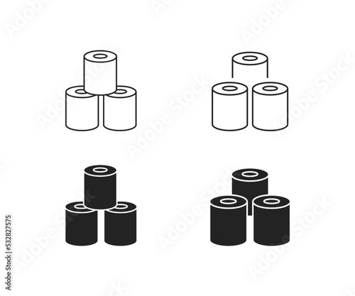 toilet paper on white background icon set, simple restroom concept, pack of towels, minimalistic design