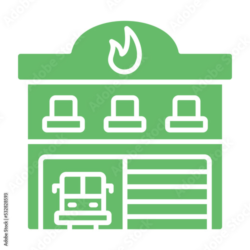 Fire Station Multicolor Glyph Icon