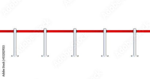 Red carpet with red ropes on golden stanchions. Exclusive event  movie premiere  gala  ceremony  awards concept.  stock illustration.