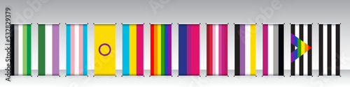 LGBTQ+ sexual identity pride  collection. Roll Up Set.Vector illustration