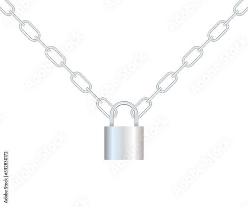 Realistic closed padlock for protection privacy isolated on background. stock illustration.