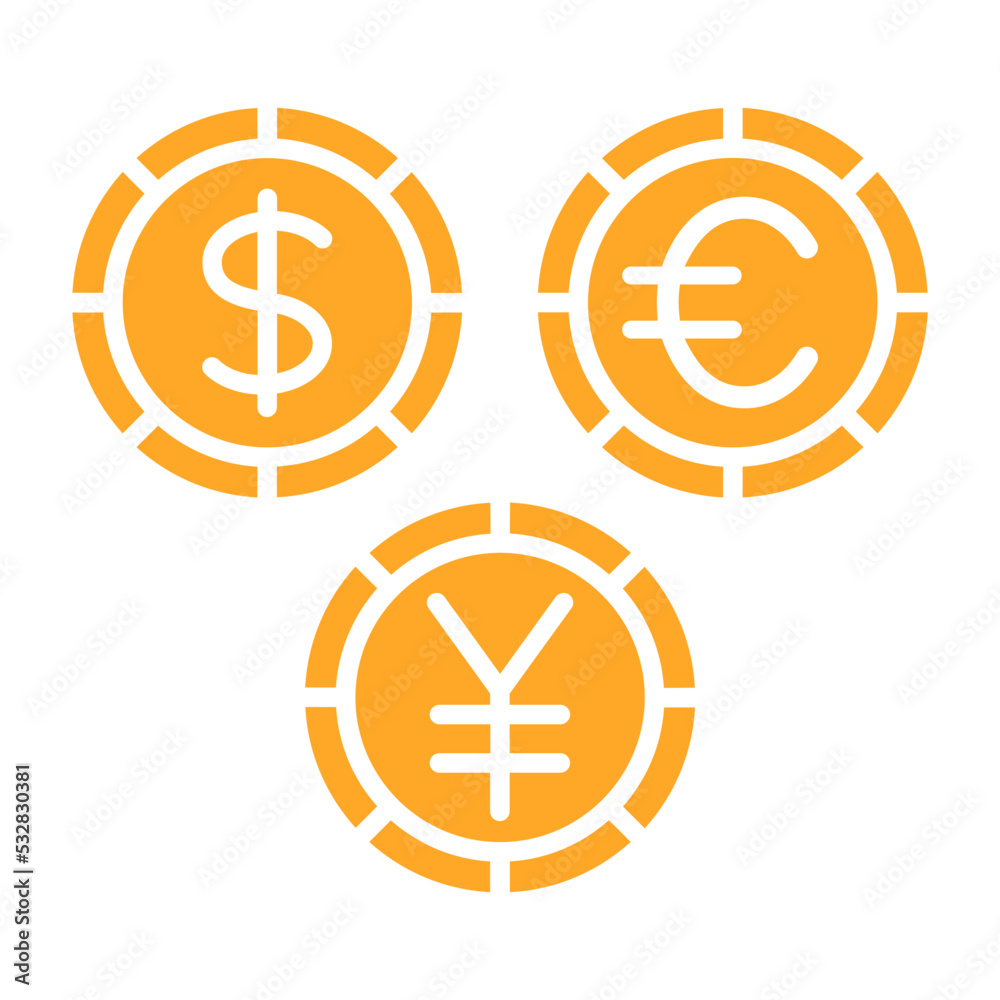 Currencies Multicolor Glyph Icon Currencies Multicolor Glyph Icon