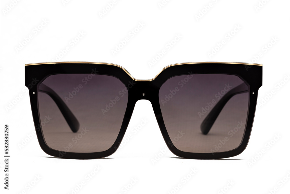 Front photo of black polarized sunglasses for ecommerce isolated on white background Front photo of black polarized sunglasses for ecommerce isolated on white background