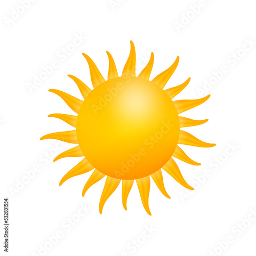 Realistic sun icon for weather design on white background.  stock illustration.