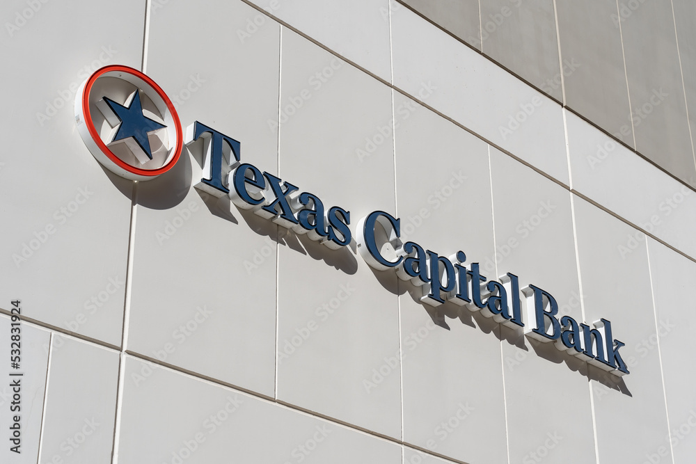 Plano, Texas, USA March 19, 2022 Texas Capital Bank logo sign on its office building in Plano