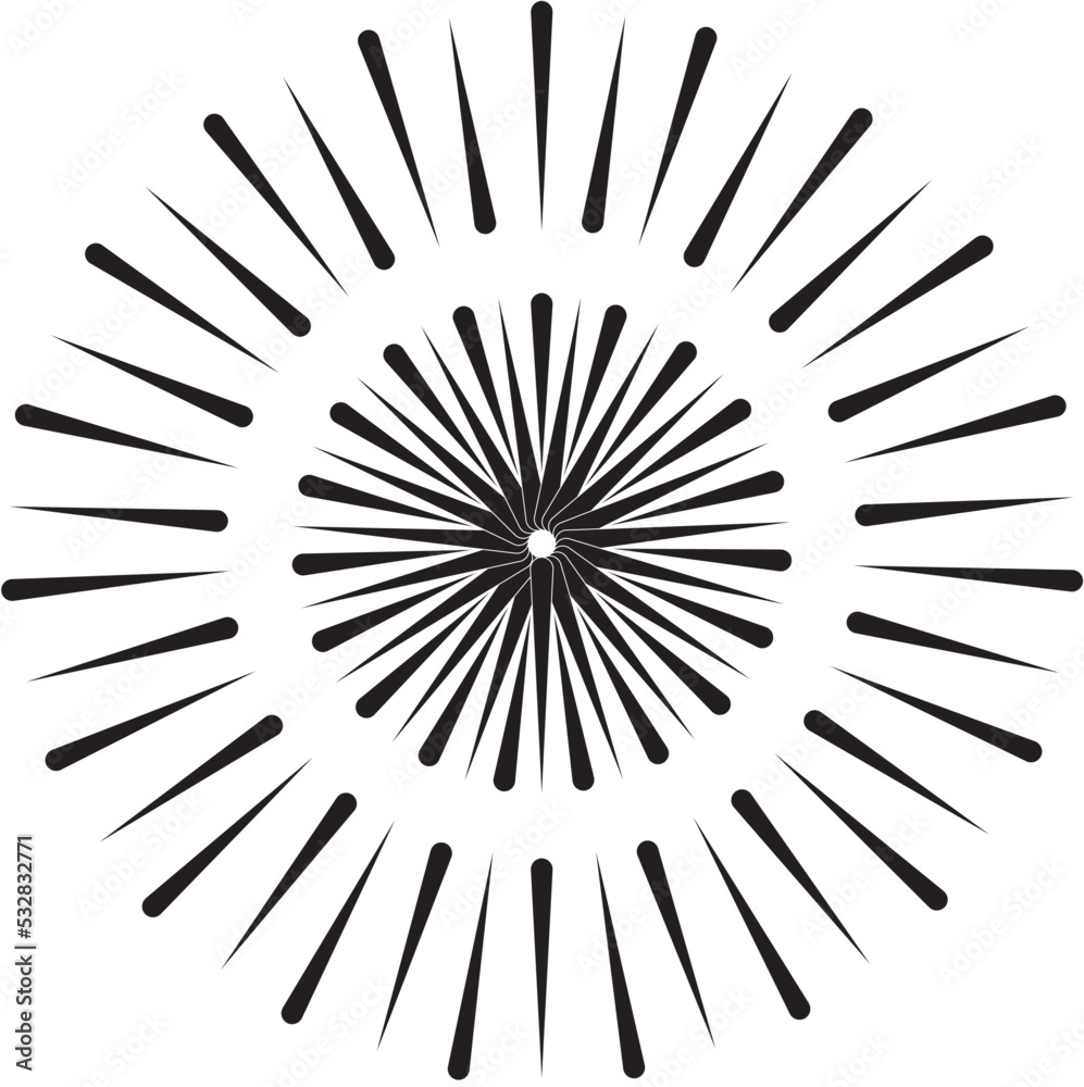 Fototapeta premium Line art optical art. Psychedelic background. Monochrome background. Optical illusion style. Black dark background. Tire Tracks. Graphic ornament. Vector template