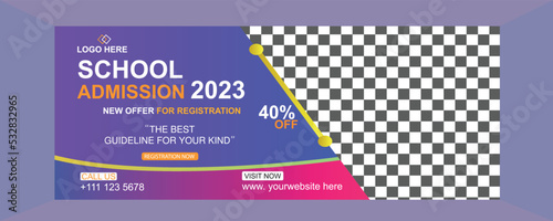 School admission social media cover or web banner template