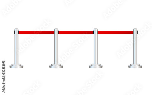 Red carpet with red ropes on silver stanchions. Exclusive event  movie premiere.  stock illustration.