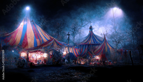 Foto haunted circus at night digital illustration
