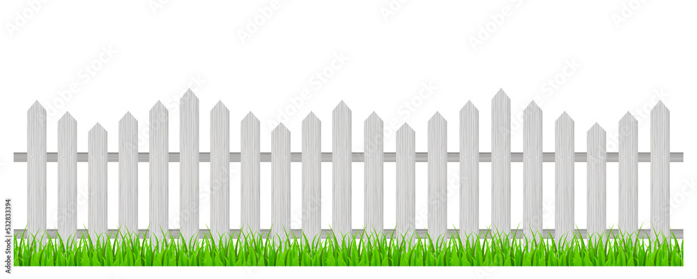 Wooden fence and grass.  stock illustration.