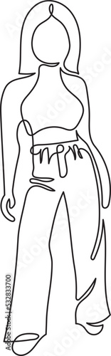 women sleeveless turtleneck crop jeans fashion lifestyle people minimal outline art