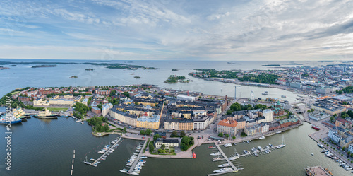 Helsinki Cityscape and Sightseeing Places in Background. Aerial View. Drone © Mindaugas Dulinskas