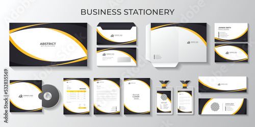 professional business full stationery and letterhead, identity, branding, id card, envelopes design stylish business stationery items