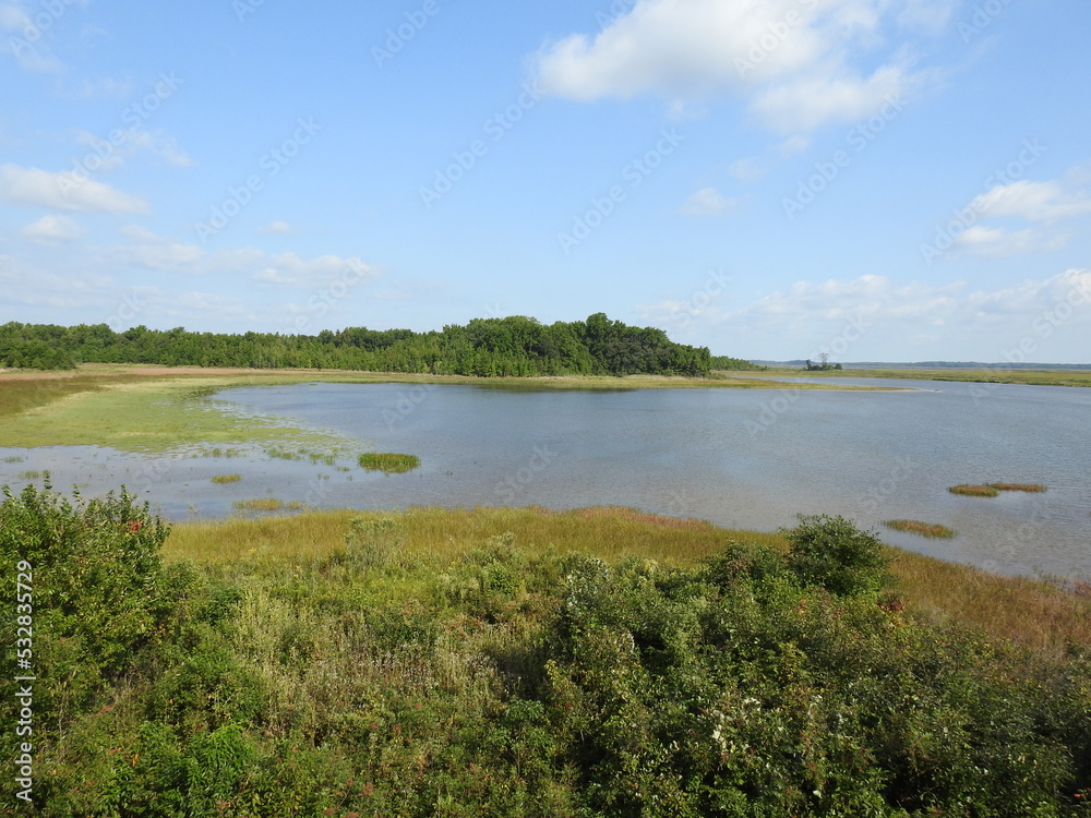 The beautiful wetland scenery of Raymond Pool located within the Bombay Hook National Wildlife Refuge, Kent County, Smyrna, Delaware. The beautiful wetland scenery of Raymond Pool located within the Bombay Hook National Wildlife Refuge, Kent County, Smyrna, Delaware.