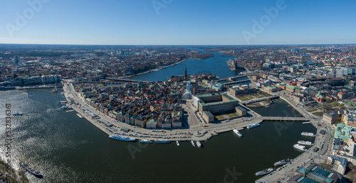 Photography Stockholm Cityscape with Beautiful Old Town Architecture. Sweden
