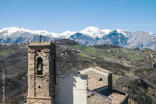 Rocca Scalegna. view of the ancient church and Majella
