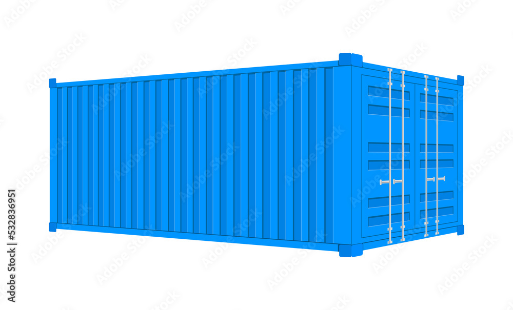 Blue Shipping Cargo Container Twenty and Forty feet. for Logistics and Transportation. stock Illustration. Blue Shipping Cargo Container Twenty and Forty feet. for Logistics and Transportation. stock Illustration.