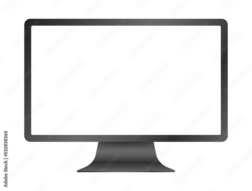 Computer display isolated in realistic design on white background.  stock illustration.