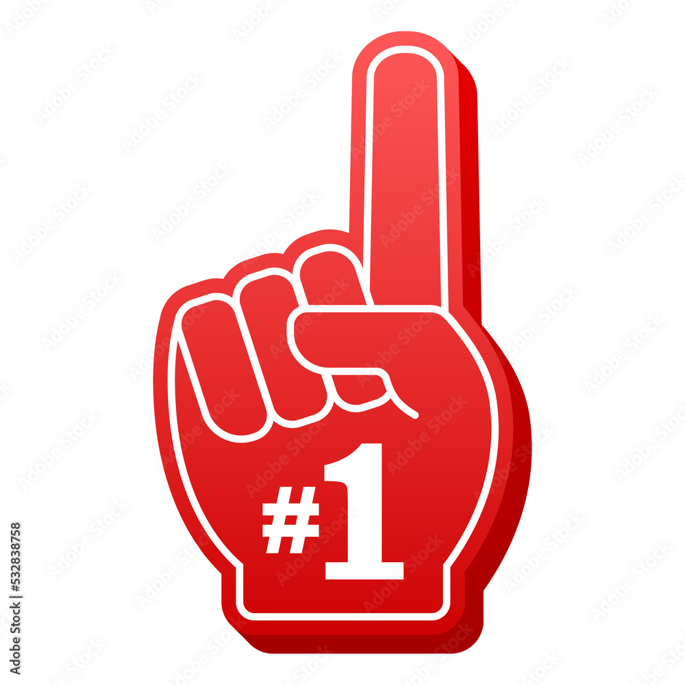 Fan logo hand with finger up. Hand up with number 1. stock illustration. Fan logo hand with finger up. Hand up with number 1. stock illustration.