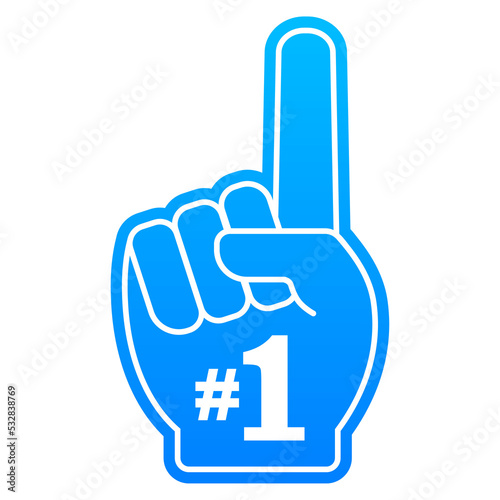 Fan logo hand with finger up. Hand up with number 1.  stock illustration.