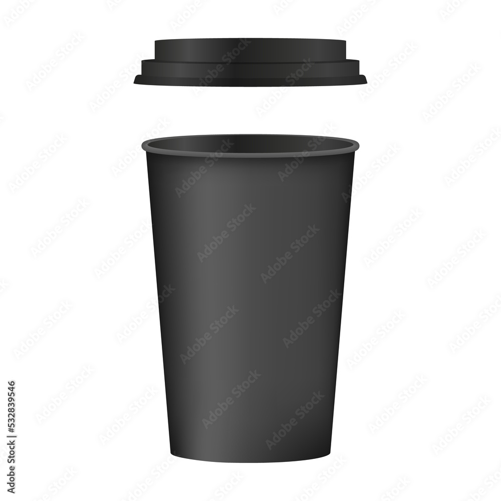 Close up take-out coffee with brown cap and cup holder. Isolated on white background. Illustration Close up take-out coffee with brown cap and cup holder. Isolated on white background. Illustration