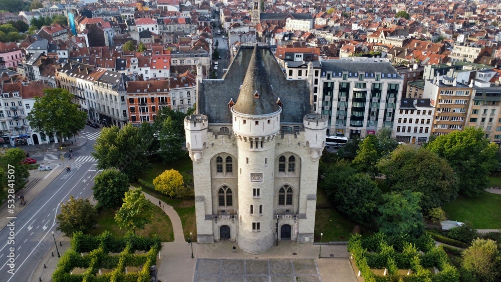 drone photo Halle Gate, Hallepoort Brussels Belgium europe	