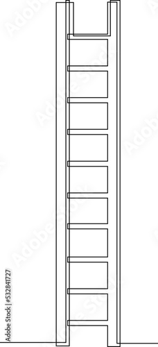 Ladder, step-ladder, structure for climbing up. Continuous line drawing. Vector illustration.