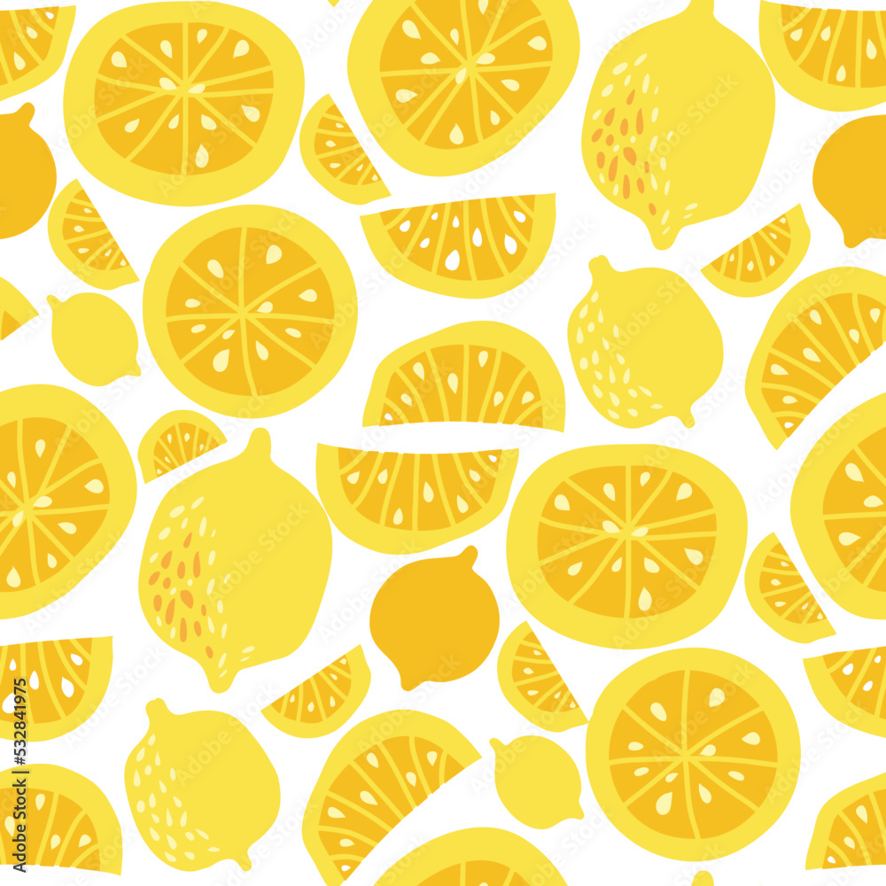 Lemon  vector template design seamless pattern  
Yellow Lemon Fruits  Sample style