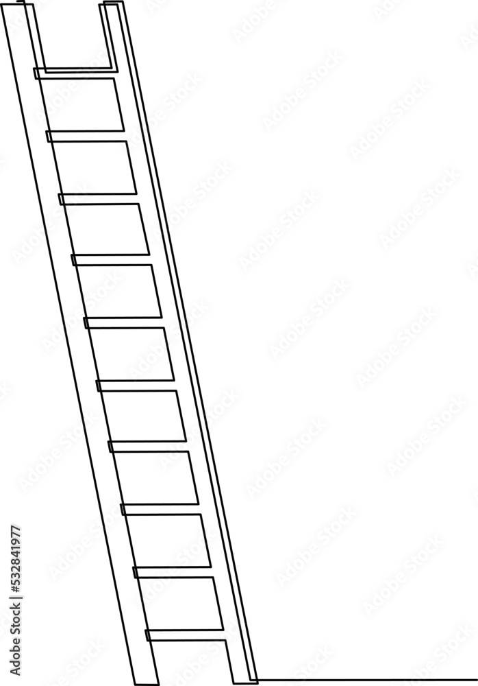 Ladder, stepladder, structure for climbing up. Continuous line drawing. Vector illustration