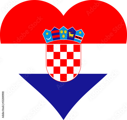 Croatia Heart Flag. Croatian Love Shape Country Nation National Flag. Republic of Croatia Banner Icon Sign Symbol. Transparent PNG Flattened JPEG JPG. photo