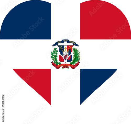 Dominican Republic Heart Flag. Dominican Love Shape Country Nation National Flag. Quisqueyan Banner Icon Sign Symbol. Transparent PNG Flattened JPEG JPG.