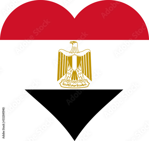 Egypt Heart Flag. Egyptian Love Shape Country Nation National Flag. Arab Republic of Egypt Banner Icon Sign Symbol. Transparent PNG Flattened JPEG JPG.