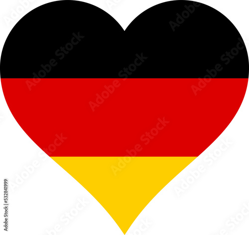 Germany Heart Flag. German Love Shape Country Nation National Flag. Federal Republic of Germany Banner Icon Sign Symbol. Transparent PNG Flattened JPEG JPG.