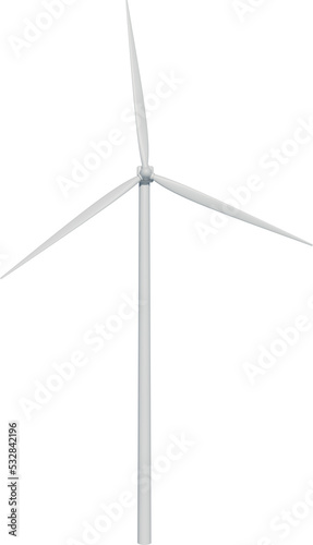 White wind turbine. Wind power and sustainable energy concept.