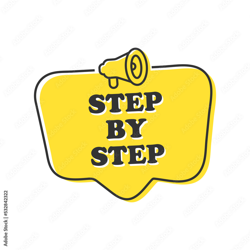 step by step text in speech bubble step by step text in speech bubble