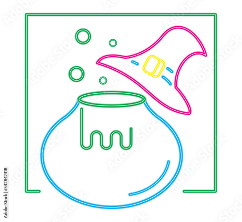 halloween cauldron and witch hat