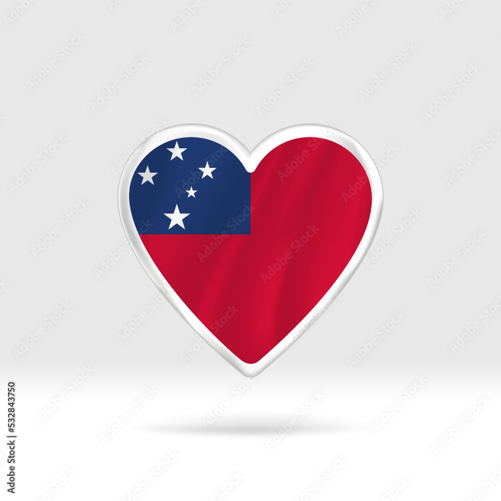 Heart from Samoa flag. Silver button heart and flag template. Easy editing and vector in groups. National flag vector illustration on white background. Heart from Samoa flag. Silver button heart and flag template. Easy editing and vector in groups. National flag vector illustration on white background.